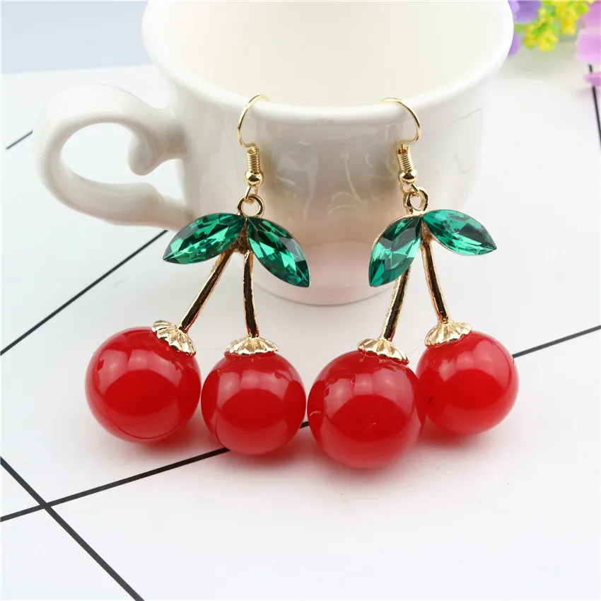 Новые модные красные Большие кристаллы вишни темпераментные серьги для женщин