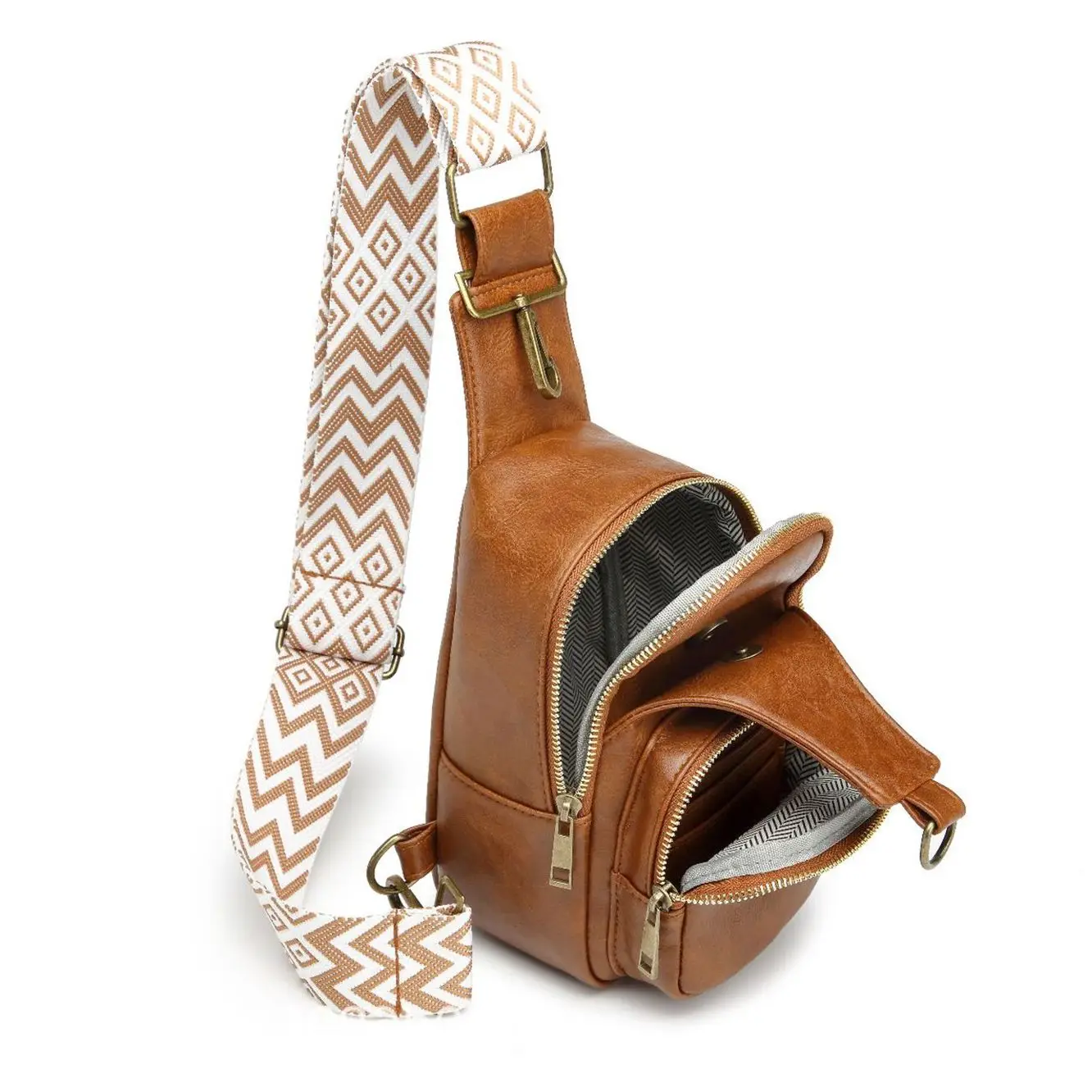 Cowhide Soft vegan Leather Fanny Pack Brown Small Sling Bag Crossbody Versatile Bum Bag For Women Chest Bag Phone Holder Bag