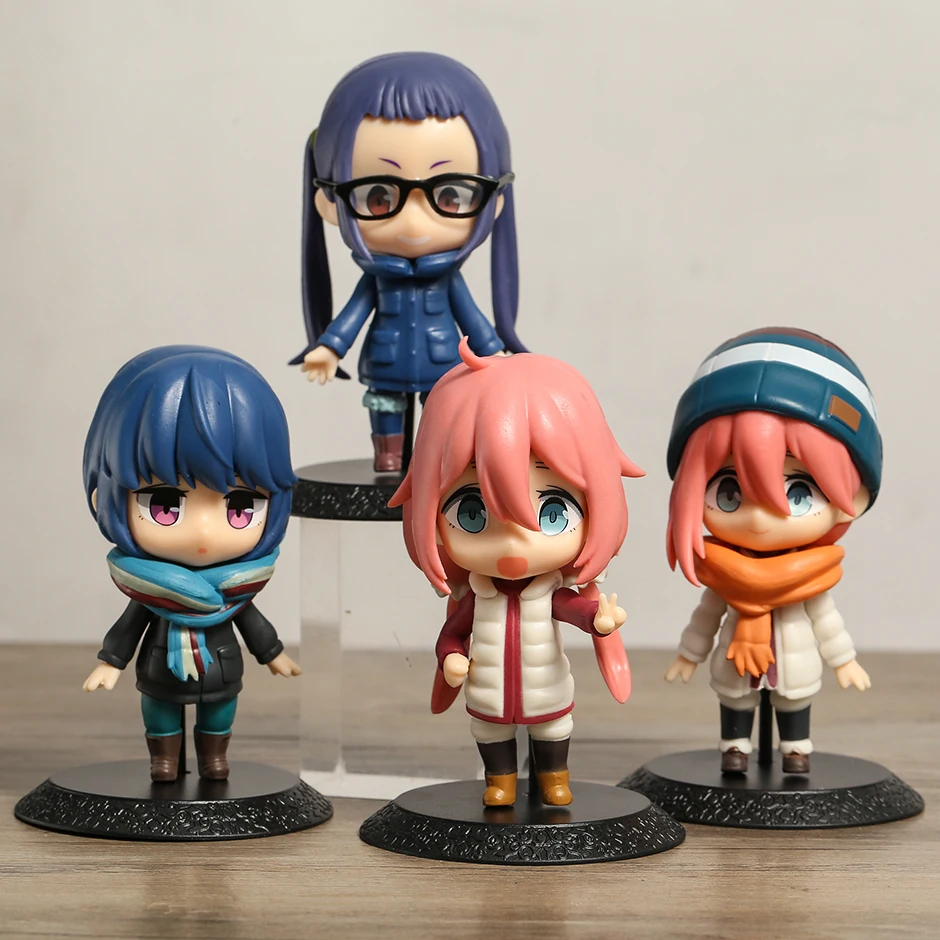

Figure Yuru Camp Shima Rin Kagamihara Nadeshiko Chiaki Ohgaki Q Ver Figurals Figural Collectible Desktop Decoration Toy 4pcs/set