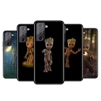 marvel baby groot for samsung galaxy s22 s21 s20 ultra plus pro s10 s9 s8 s7 4g 5g soft black phone case funda coque cover shell