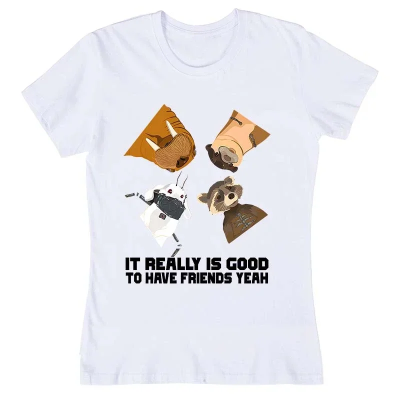 Летняя футболка из 100% хлопка с круглым вырезом и рукавом рисунком ракеты друзей