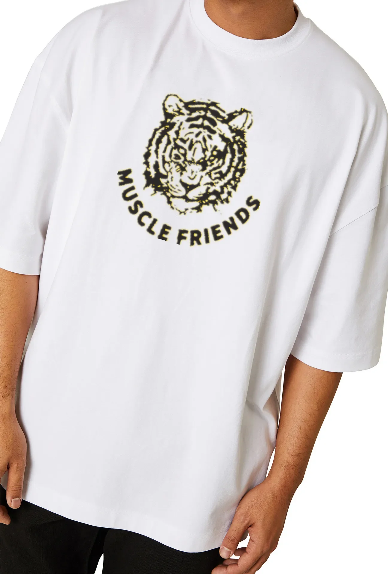 

Tiger print Men Tshirt Cotton Loose Fit Casual Streetwear 2023 summer new Workout Fashion Gym Shirt O-Neck Graphic T Shirts
