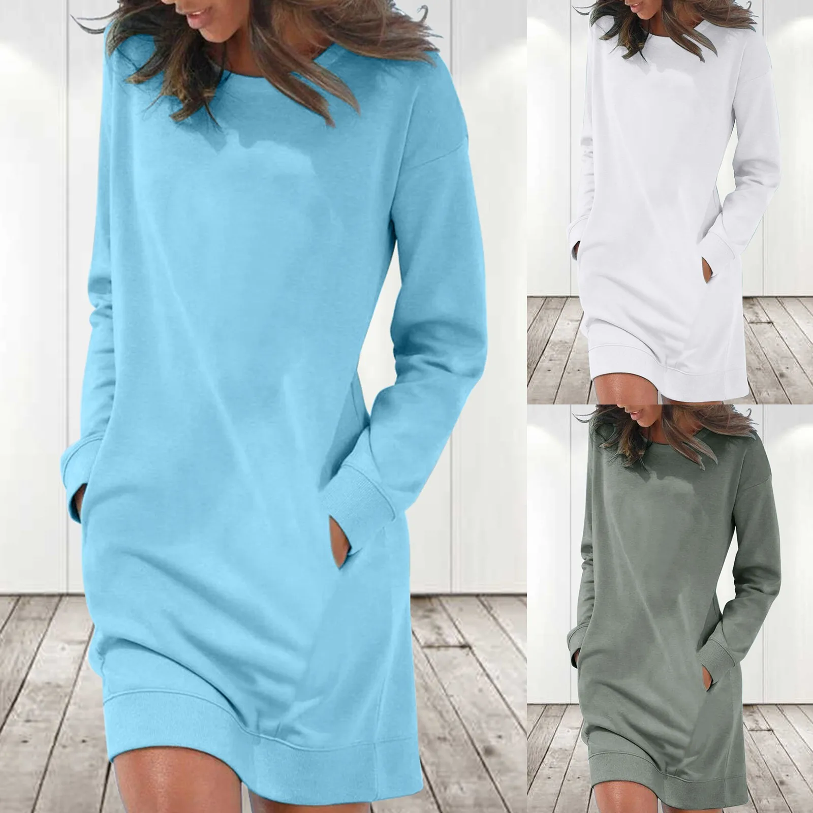 

Hoodies Men Ladies Fashion Loose Long Sleeve Pocket Solid Color Long Pullover Sweater Warm Pullover Women Winter
