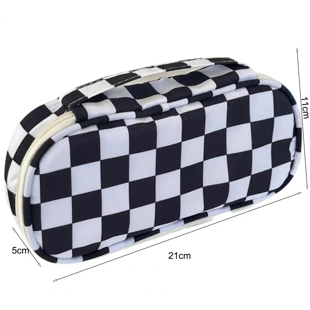 

Durable Pencil Case Convenient Checkerboard Pattern Tear-resistant Teen Boys Girls Pencil Case