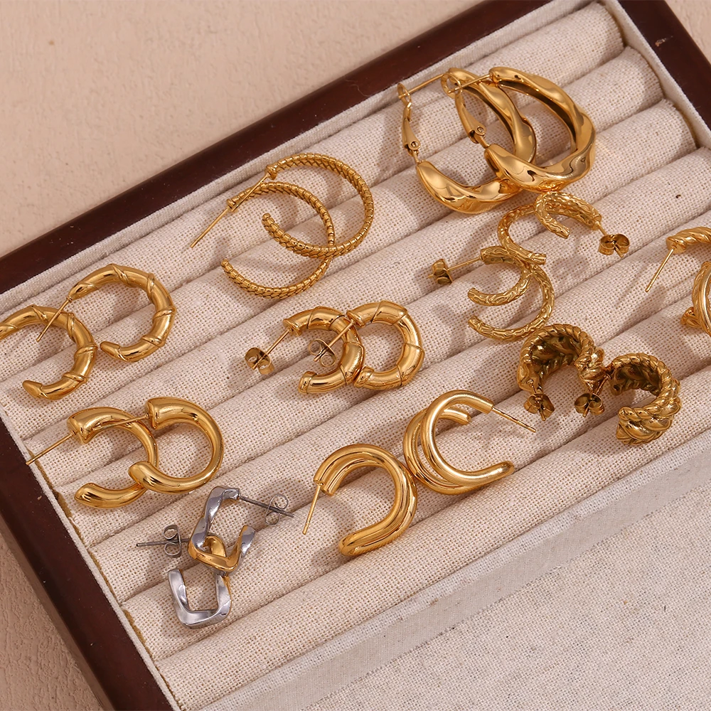 Распродажа Классические витые Разноцветные серьги из нержавеющей стали для