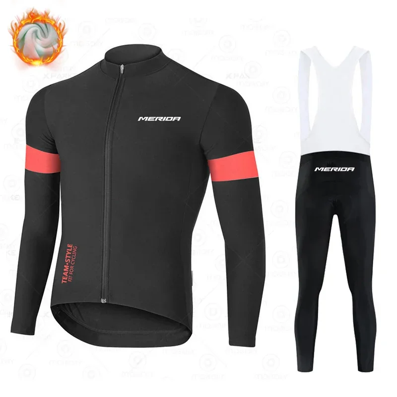 Merida Cycling Clothing Man Winter Thermal Fleece Men Mtb Men's Male 2024 Jersey Team Laser Cut Blouse Sports Set Triathlon Suit