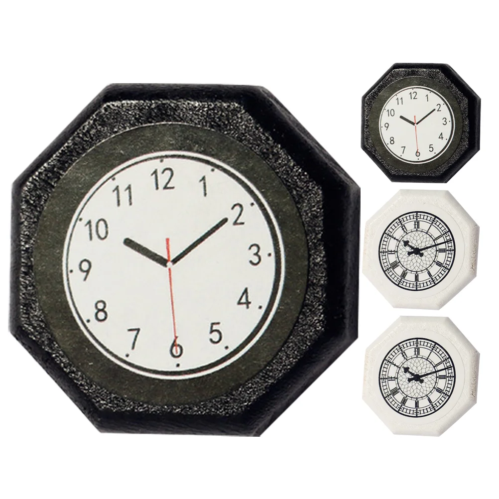 

4 Pcs Bedroom Decor Miniature House Furniture Model Bling Wall Clock Floor Pp Pendulum