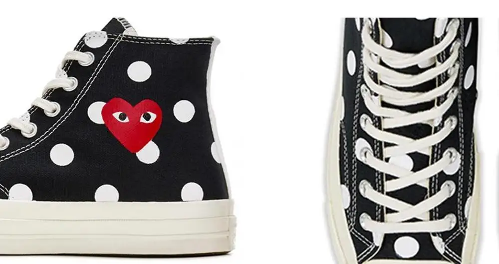 Original Converse CDG Play Polka Dot Chuck Taylor All Star 70 High Black Skateboarding sneakers classic cool flat canvas Shoes
