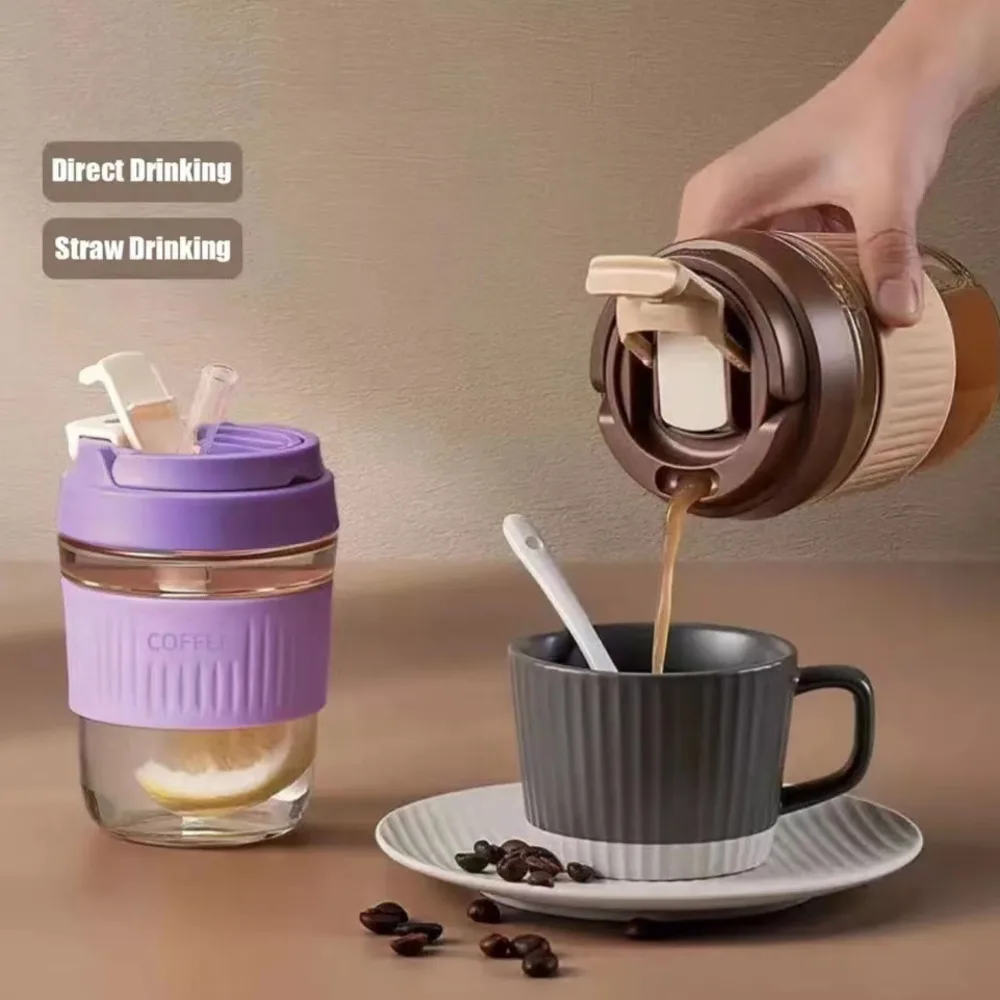 Персонализированные тумблеры с крышкой портативная стеклянная колба бутылка