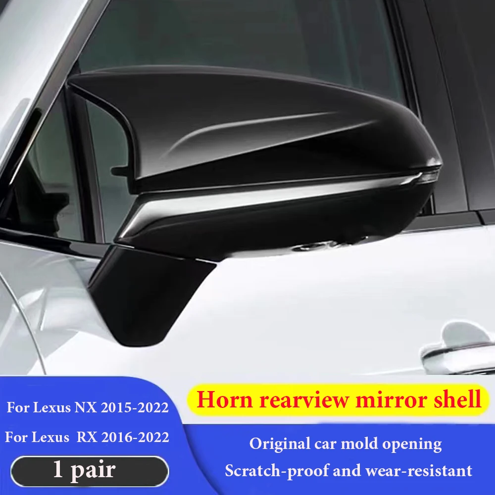 

2pcs High quality Rearview Mirror Cover Trim Ox Horn ABS Side Rearview Mirror Shell Cap Fit For Lexus RX 2016-2022 NX 2015-2022