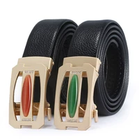 new business casual mens belt rhinestone inlaid luxury design retro two layer cowhide fashion hollow automatic buckle belt 2252