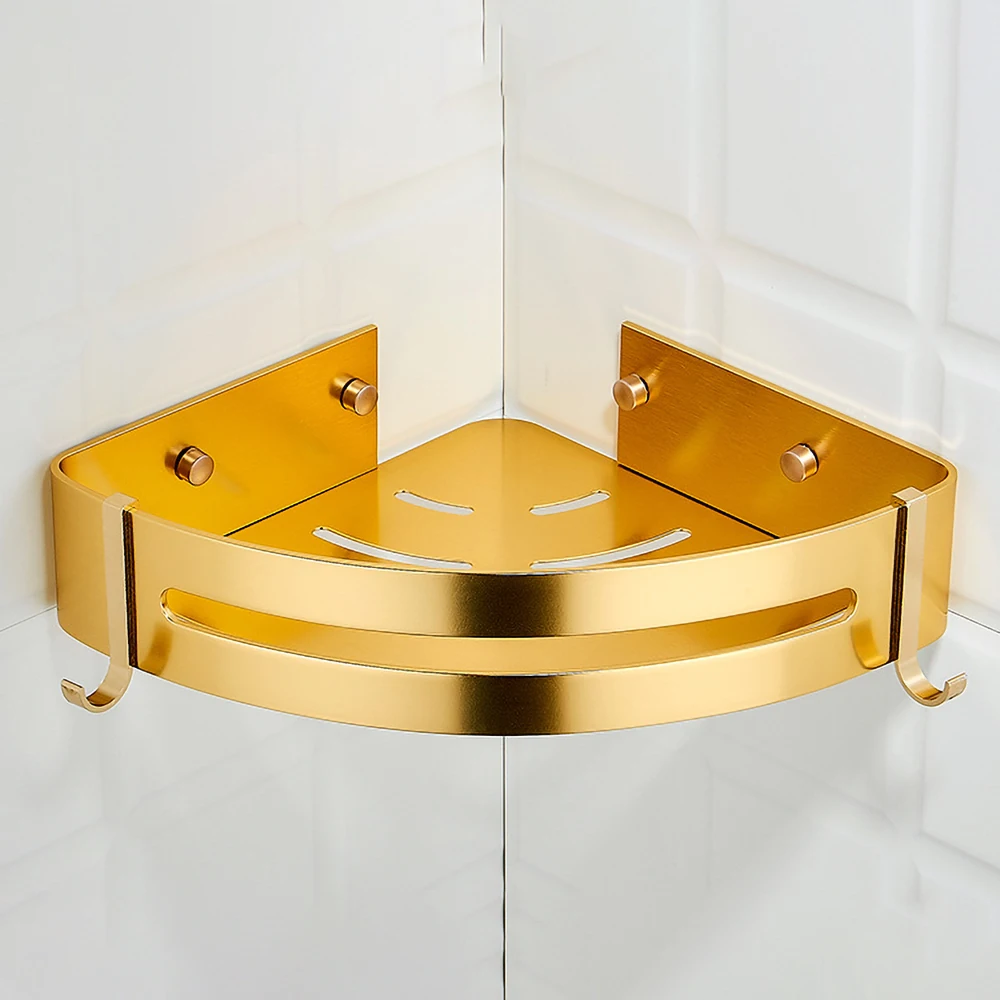 corner shelves shower shampoo holder toliet square storage rack wall brushed gold aluminum kitchen hanger bathroom accessories free global shipping