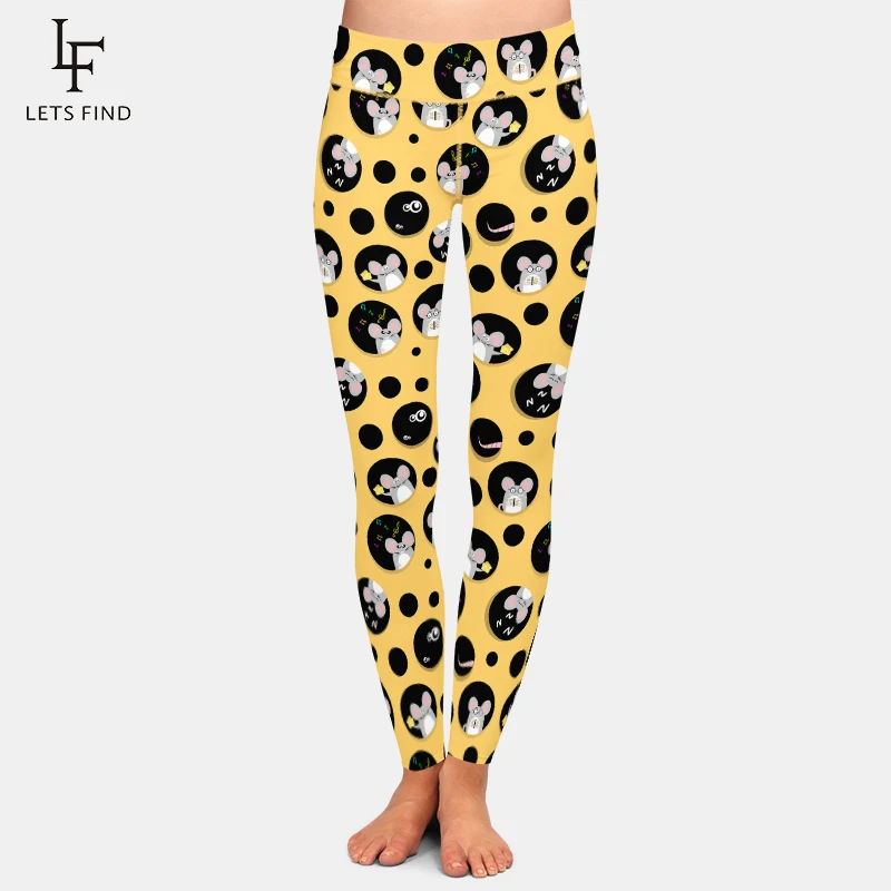 LETSFIND New Arrival Cute Cartoon Mouse Digital Printing High Waist Leggings High Elastic Women Workout Leggings