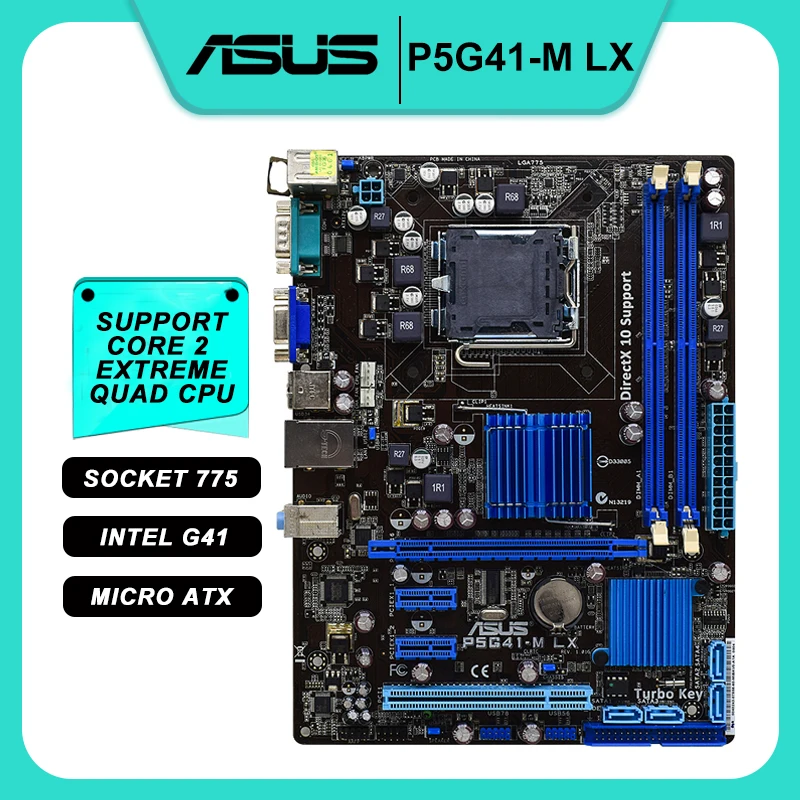 ASUS P5G41-M LX Motherboard 775 Motherboard DDR3 8GB RAM Intel G41 USB2.0 PCI-E X16 Micro ATX Core 2 Extreme/Core 2 Quad Cpus images - 6