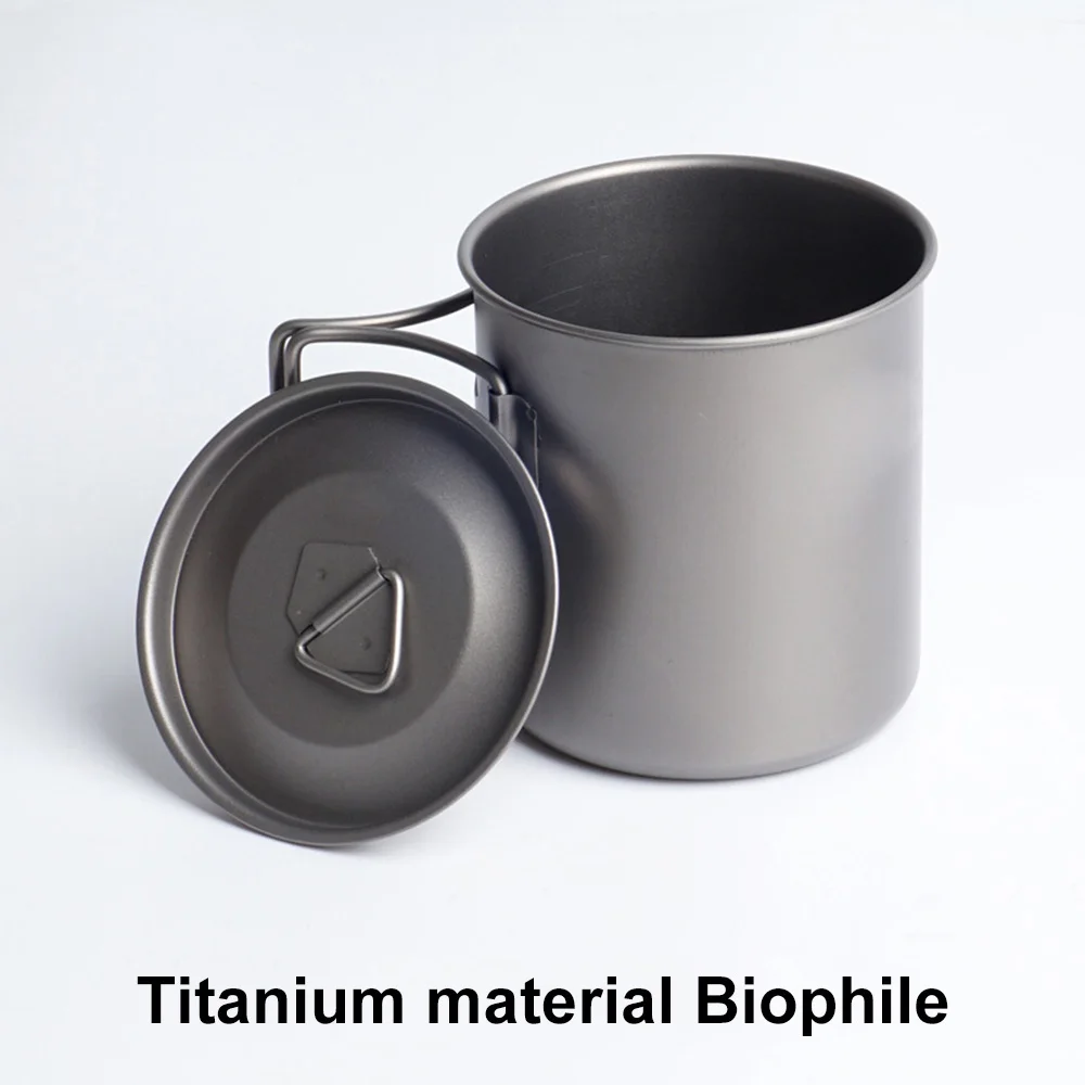 

Portable Camping Mug Titanium Cup Tourist Tableware with Lid Foldable Water Coffee Cup Outdoor Kitchen Equipment Picnic Utensils