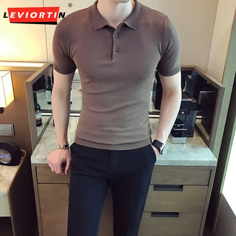 

12Colors Summer Short Sleeve Knitted Polo Shirts For Men Clothing 2023 Solid All Match Slim Fit Casual Tee Shirt Homme Hot Sale