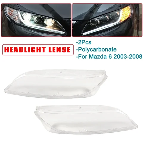 Крышка объектива передней фары для Mazda 6 2003 2004 2005 2006-2015, прозрачный корпус автомобильной фары, прозрачный абажур