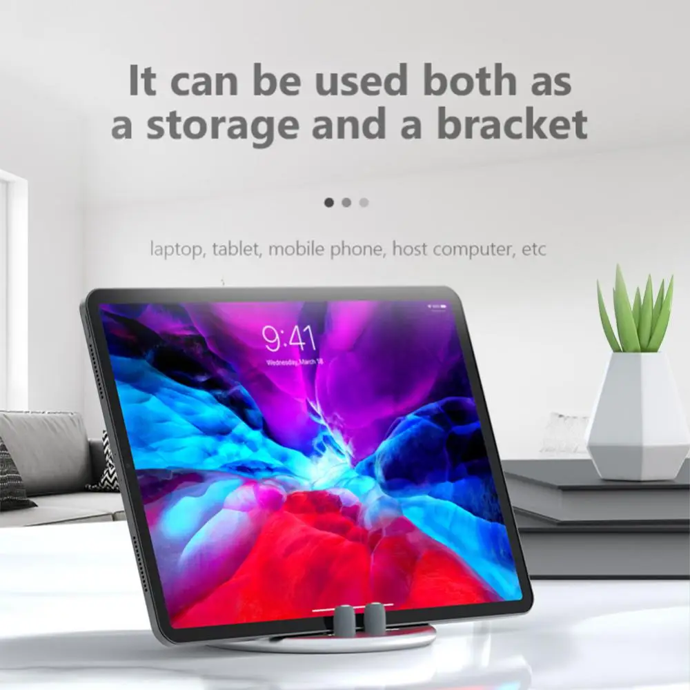 Non-slip Silicone Convenient Mobile Phone Holder Adjustable Organizer Holder Magnetic Non-slip Desktop Vertical Stand Silver