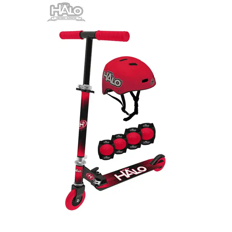 

Rise Above 6 piece Scooter Combo - Red - Including 1 Premium Inline Scooter, 1 Size Adjustable Multi-Sport Helmet, 2 Elbow Pads,
