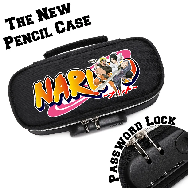 

Anime Naruto new password lock pen bag Kakashi Naruto stationery box Sasuke surrounding anime pencil box water children's gift