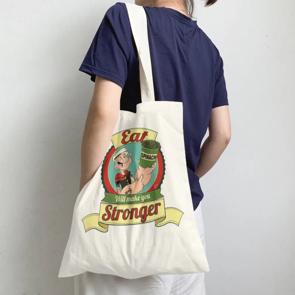 

SpinachHandbag Popeye The Sailor American Cartoon Anime Comic Movie Shoulder Canva Bag Men Women Pocket Shopper HandBag Tote Bag