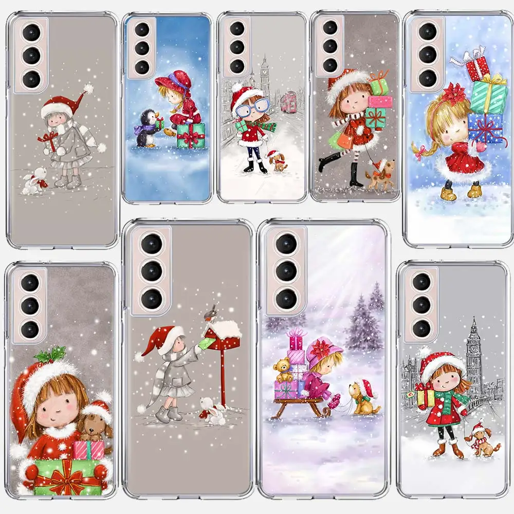 

Winter Cute Little Girl Phone Case Coque For Samsung Galaxy S21 Ultra 5G S20 FE S20 Plus S10E S10 Lite S8 S9 Plus S7 Cover Funda