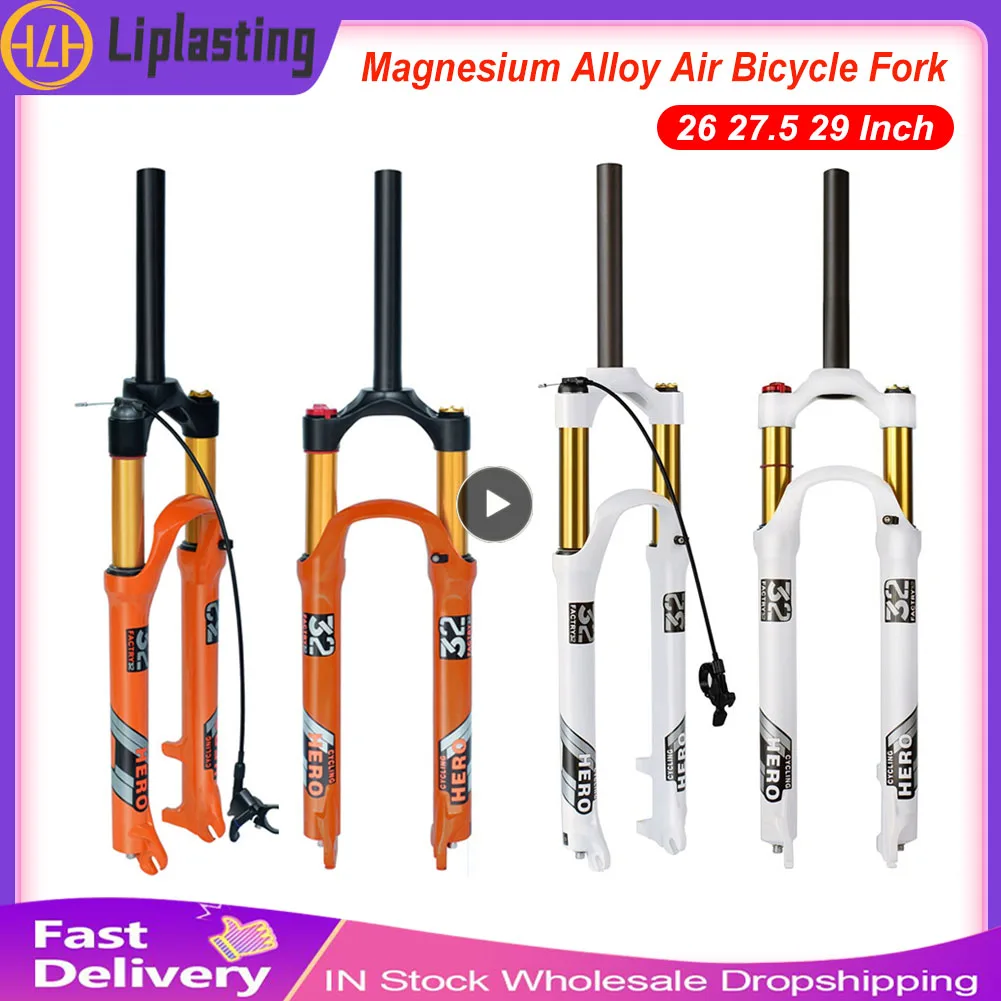 

Cycling Hero Mountain Bike Air Fork Suspension Plug Magnesium Alloy Air Fork 26 27.5 29 Inch 120-120MM Bike Fork High Quality