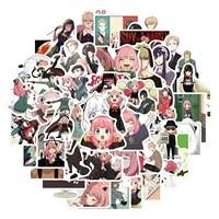 50 japanese anime spy playhouse anya forger cartoon stickers diy toys kawaii gift tags decorative waterproof sticker pack