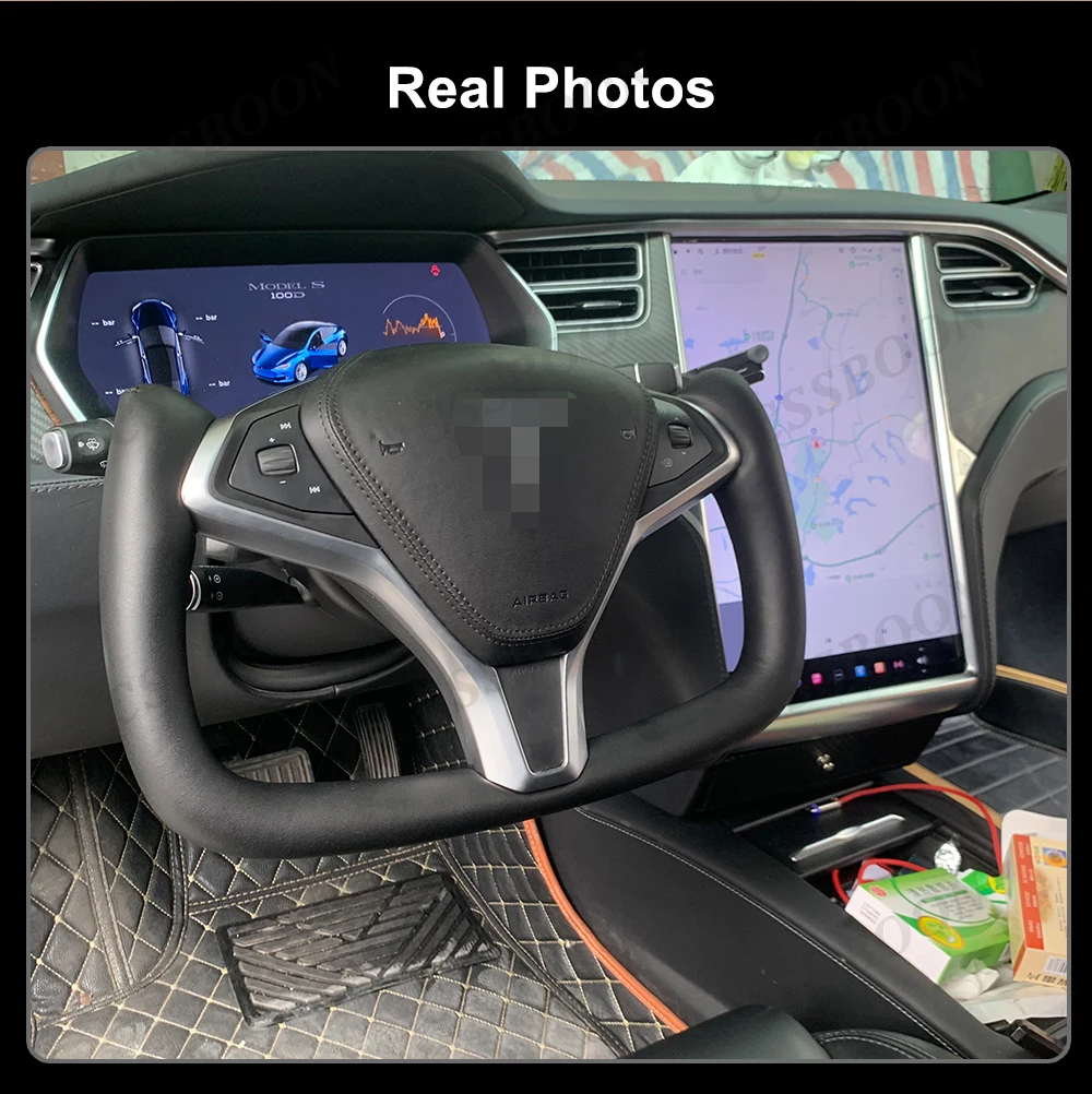 Фото Рулевое колесо CSSBOON с подогревом для Tesla Model X, спортивная гоночная ручка салона автомобиля, опция углеродного волокна для Tesla Model S №5