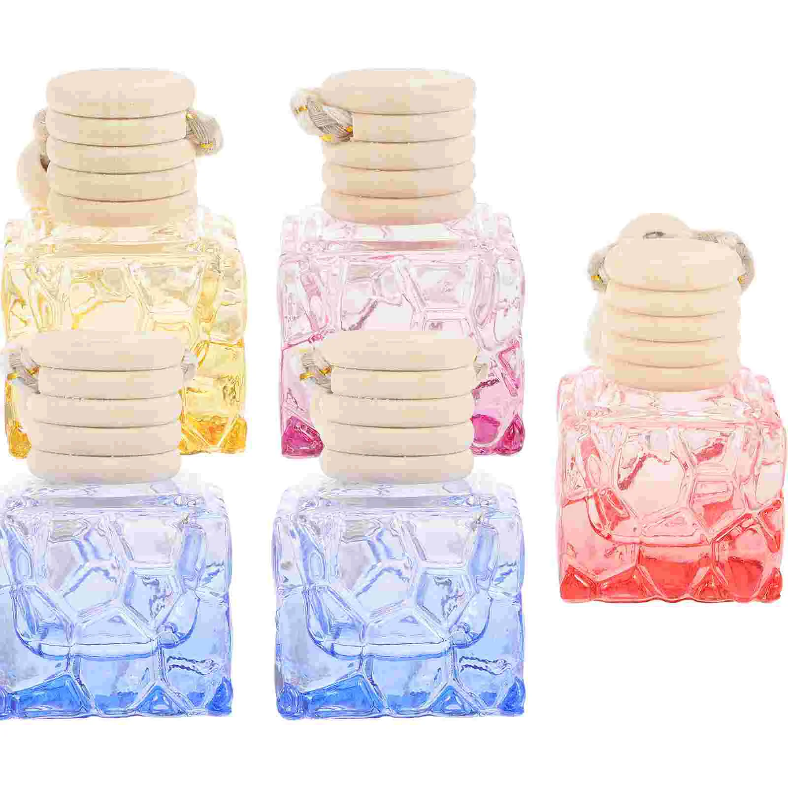 

5 Pcs Car Perfume Bottle Aromatherapy Toilet Air Freshener Glass Carafe Small Empty Hanging Pendant Wood Automatic Fresheners