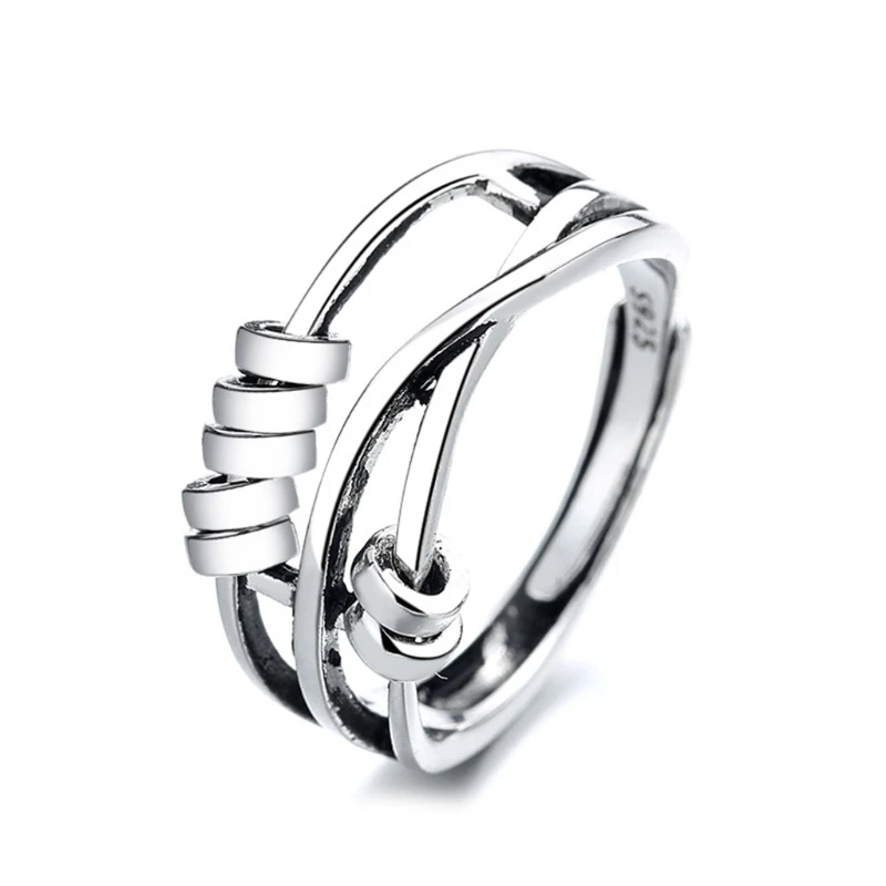 

Silver Color Ring Fashion Temperament Female Three-ring for Smart Index Finger R
