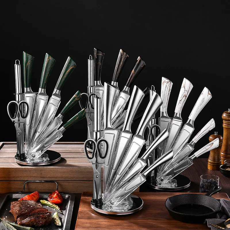 7pcs Kitchen Knife Set Stainless Steel Chef Knife Slicing Knife Professional Meat Cleaver Kitchen Scissors Fruit Knife
