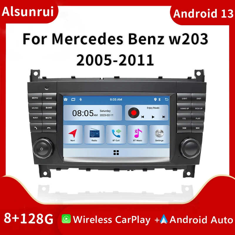 Автомагнитола Carplay 2 Din 4G Android 13 для W203 Mercedes Benz Vito W639 W168 Vaneo Clk W209 W210 M/ML мультимедийное