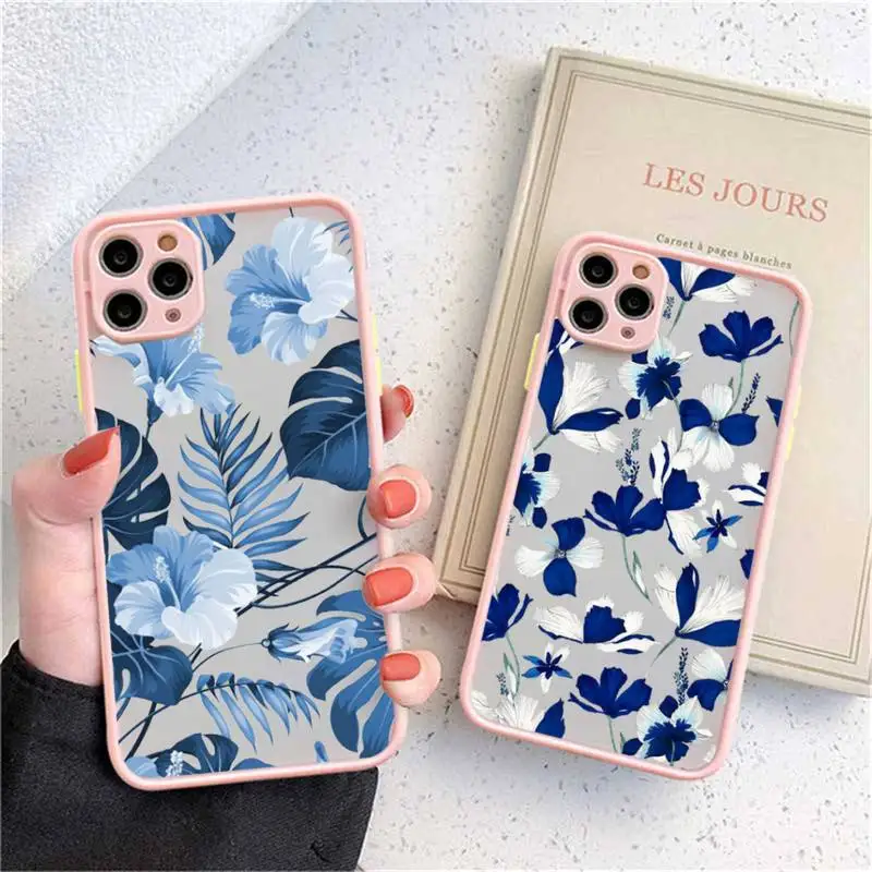 

palm leaf plantain leaf flower Phone Case matte transparent For iphone 11 12 13 7 8 plus mini x xs xr pro max cover