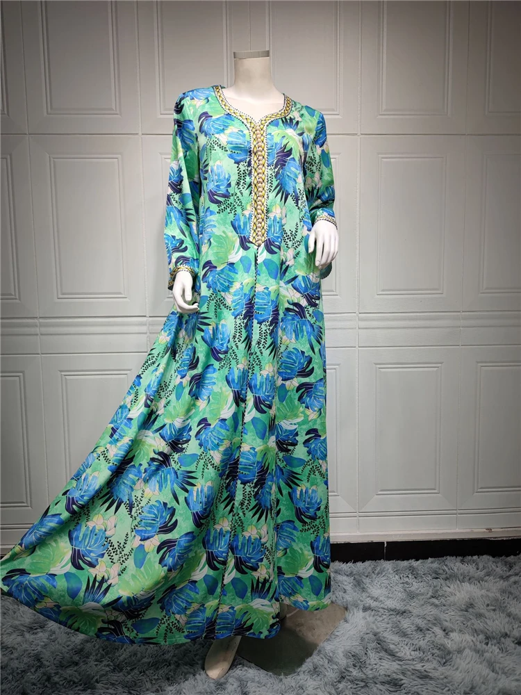 Ramadan Eid Mubarak Chiffon Sequin Kaftan Abaya Dubai Turkey Islam Muslim Long Dress Abayas For Women Robe Arabe Femme Musulmane