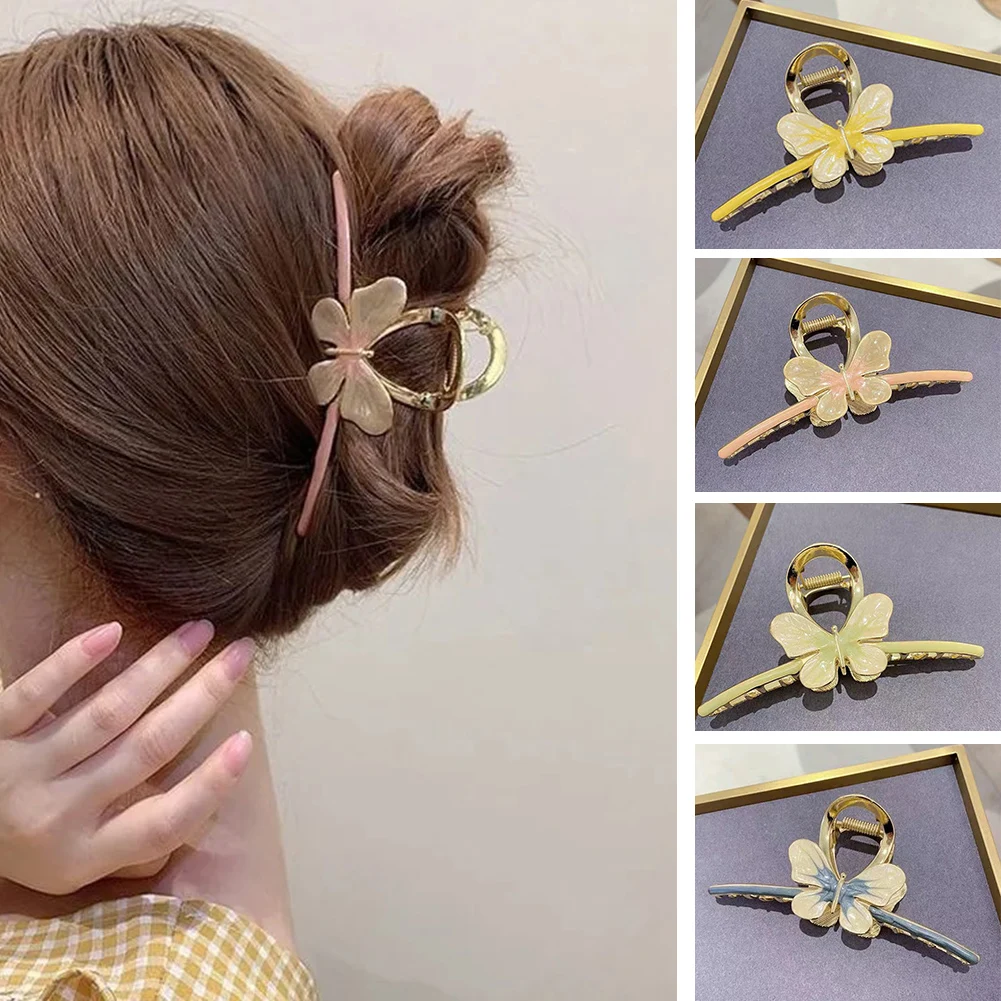 

1Pc Women Elegant Dripping Oil Butterfly Geometric Metal Hair Claw Vintage Hair Clip Headband Hairpin Hair Crab Hair Accessories
