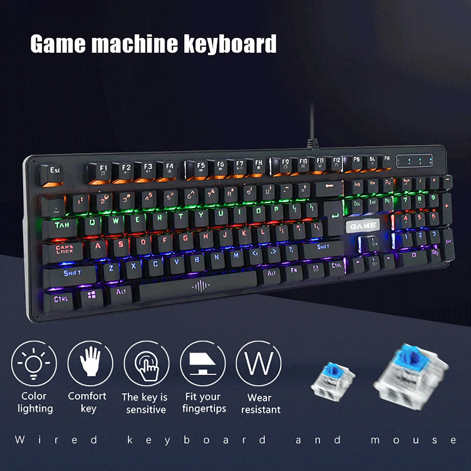 

Punk Version 104 keys Mechanical Keyboard USB Wired LED Backlit Axis Gaming Mechanical Keyboard For Desktop Upgraded Of The Knob