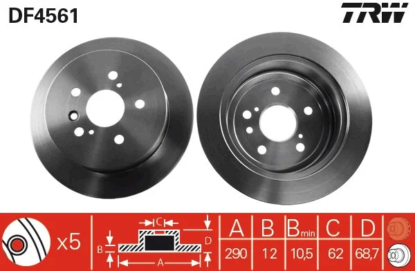 

TRW DF4561 REAR BRAKE MIRROR FLAT ANKLE AVENSIS 0006 291 × 5