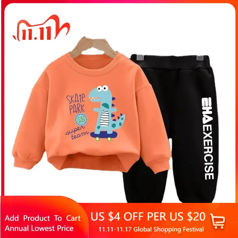 

2023 New Arrival 2Pcs Set Autumn Winter Fashion Kids Clothes Baby Boy Long Sleeve Letter Sweatshirt Pant Outfits 2-12 Years
