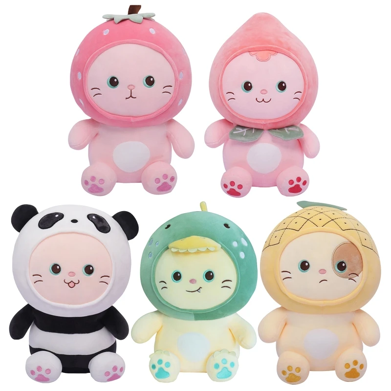 

Q9QB 10’’ Plush Kitty Doll Stuffed Animal Figure Toy Throw Pillow Home Accs Cute Face Soft Comfort Sleeping Doll Room Decor