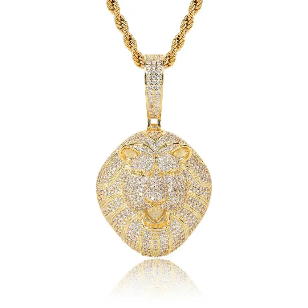 

Цепочка с подвеской в виде головы льва в стиле хип-хоп