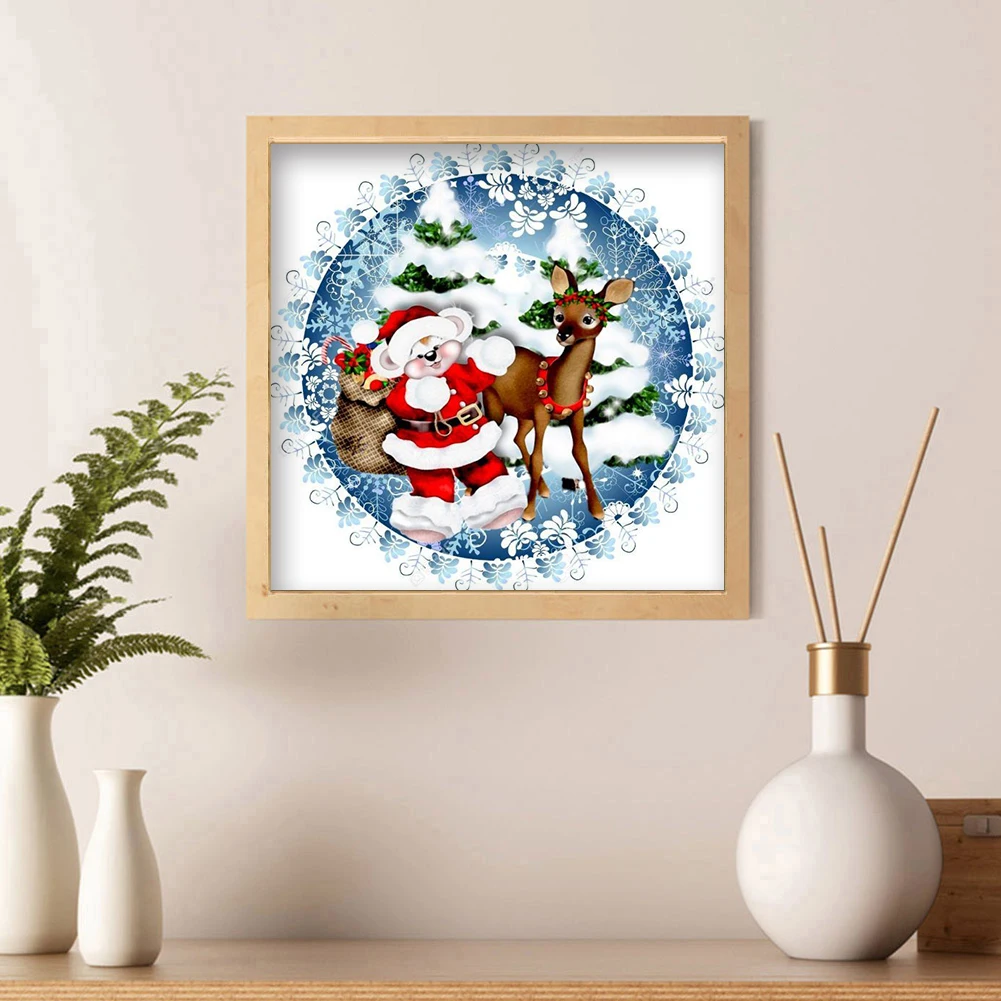 

5D Full Round Diamond Mosaic Creative DIY Santa Animals Drawing Picture Art Christmas Holiday Art Craft Decor