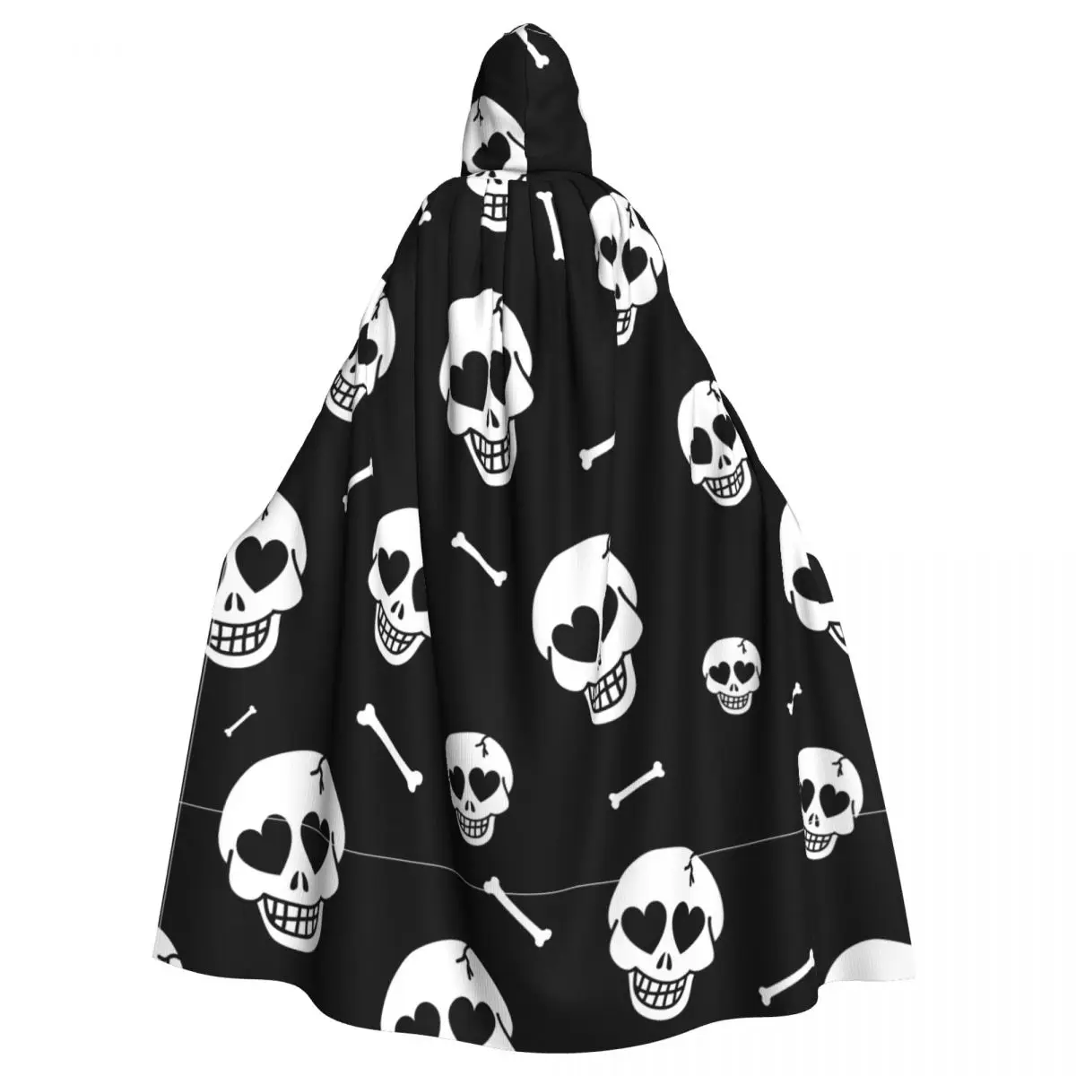 

Плащ с капюшоном из полиэстера унисекс, накидка ведьмы, аксессуар для костюма, сердца и черепа, эльф Пурим