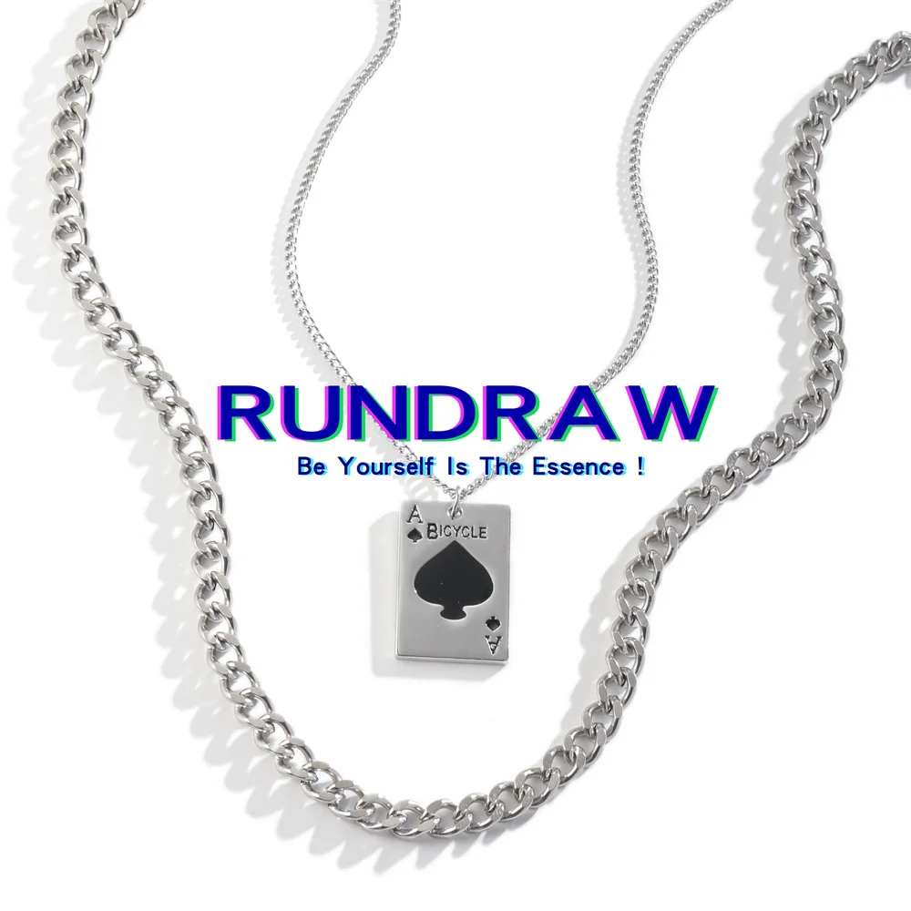 

Rundraw Fashion Silver Color Women Double Ace of Spades Necklace Zinc Alloy Party Jewelry Gifts Necklace