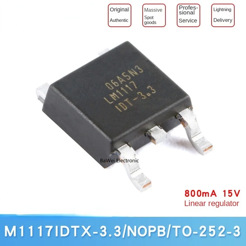 

LM1117IDTX-3.3/NOPB TO-252-3 3.3V 0.8A Linear Regulator Chip IC (5PCS)