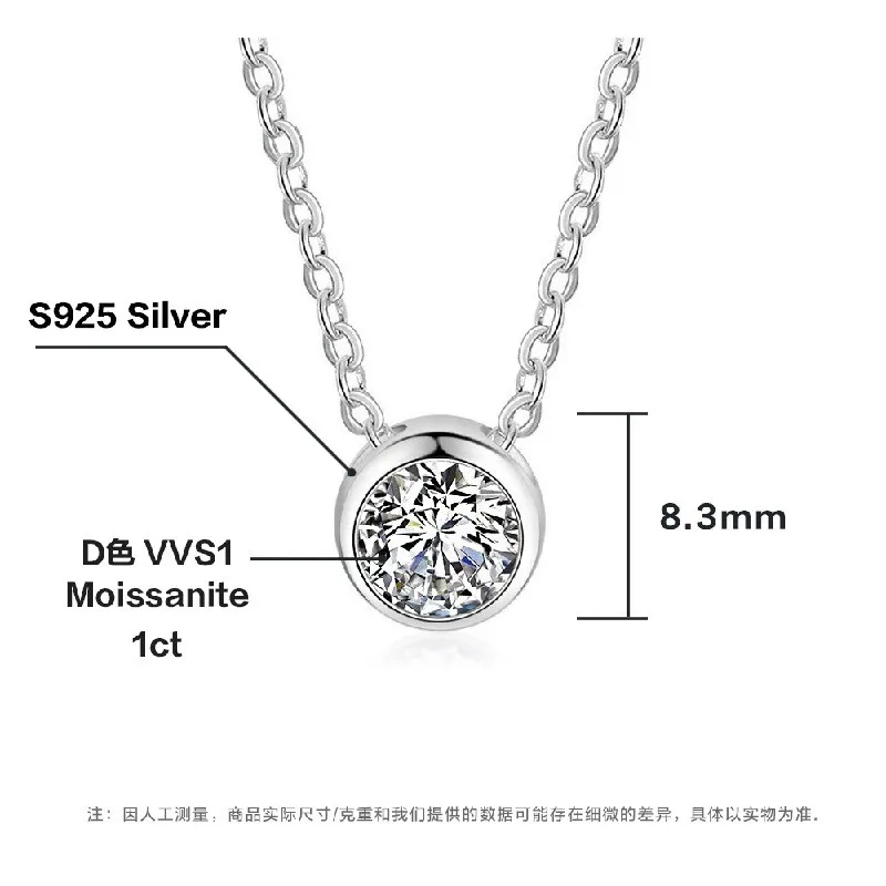 Colar De Bolha Redonda Prata Esterlina Муассанит S925