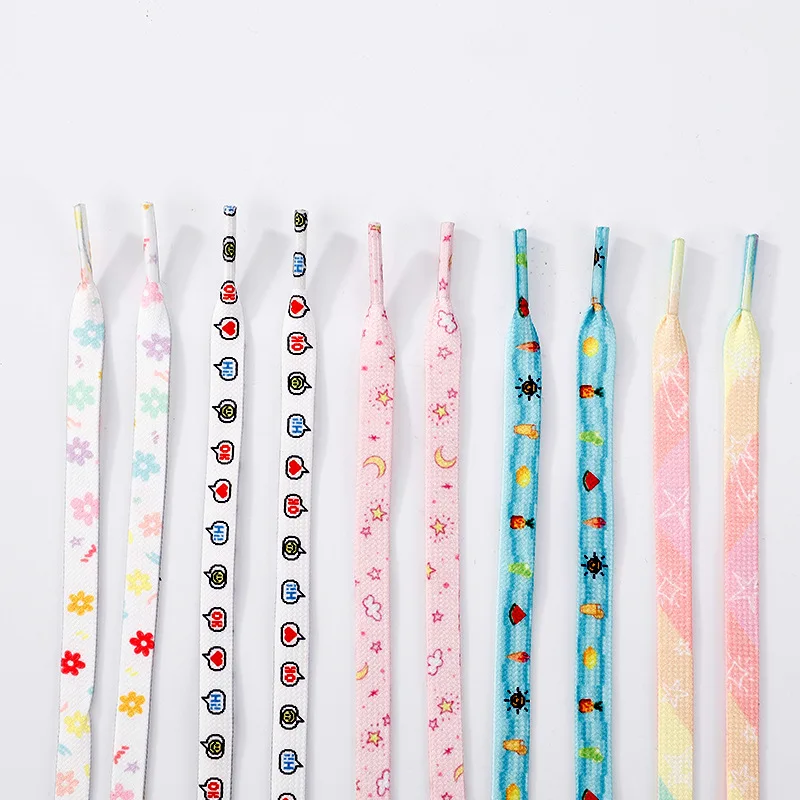 

Flat Cartoon Cute Pattern Shoelaces for Sneakers Colorful Printing Shoe Laces Star Fruit Flowers Sports Shoelace Casual Canvas