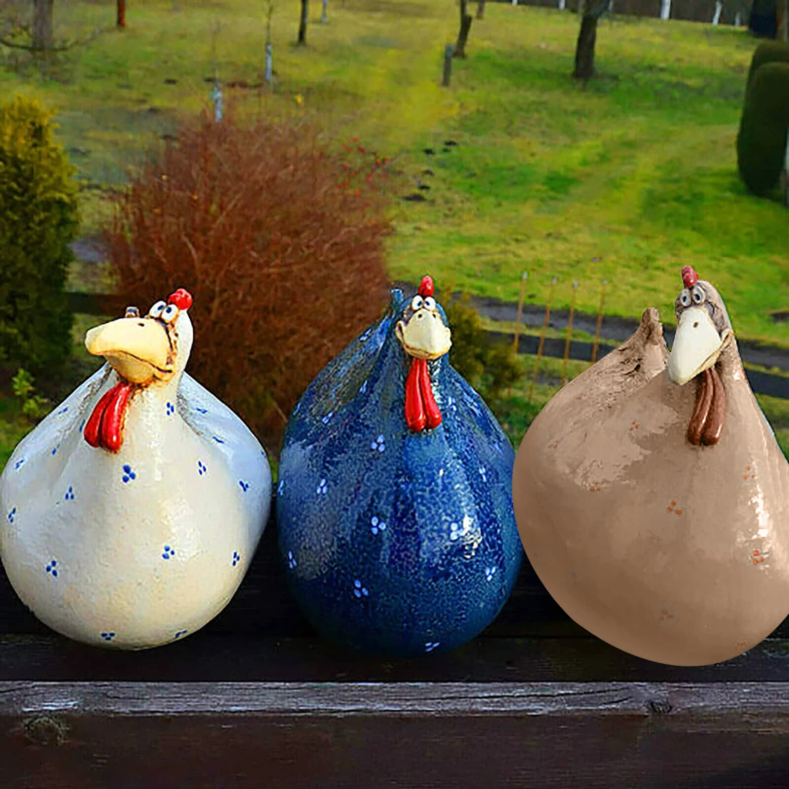 

Lovely Chicken Lawn Decor Statues Home Garden Yard Farm Resin Craft Figurine Hen Sculpture Housewarming Outdoor Decoration