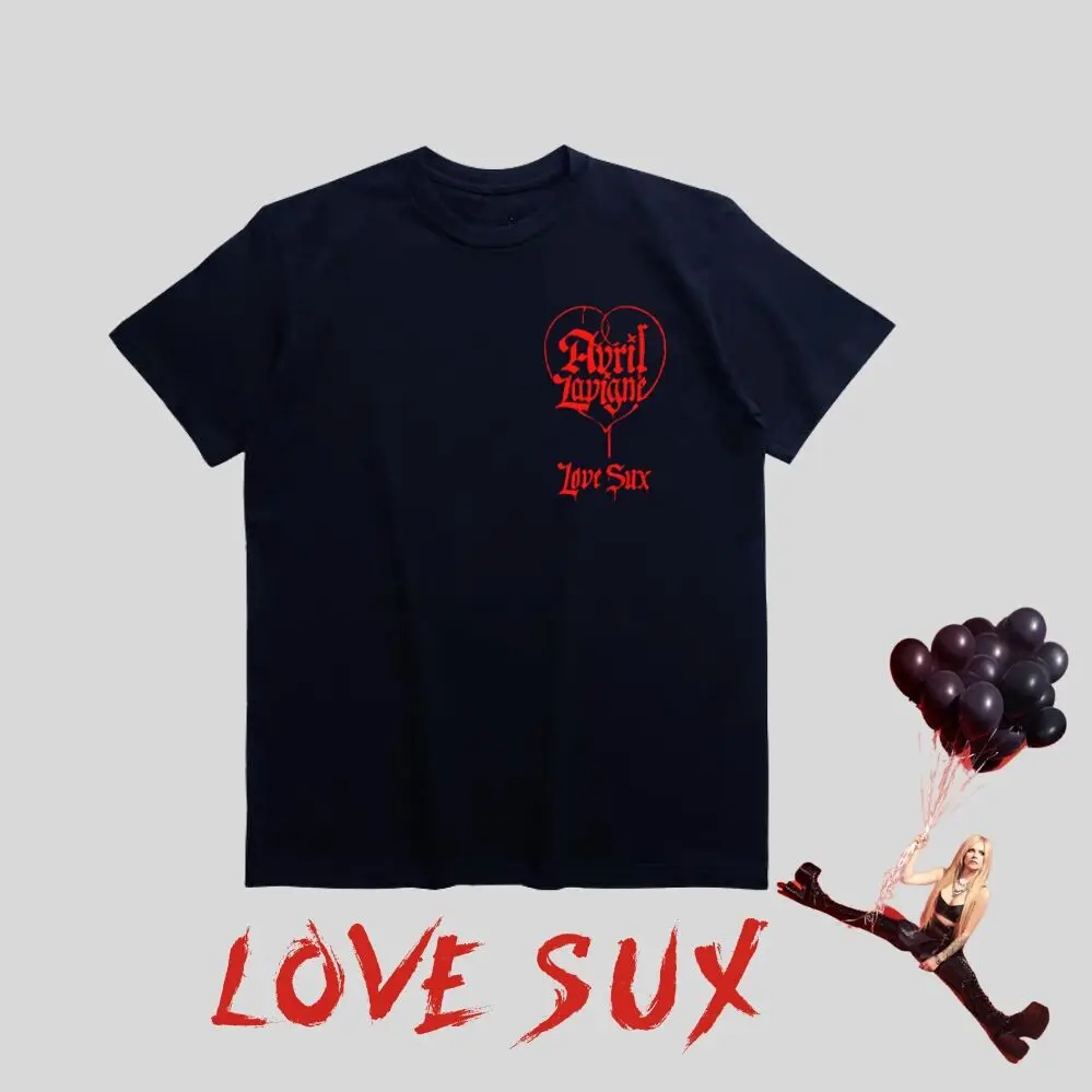 

Аврил Лавин Love Sux Tour Мужская Летняя хлопковая футболка с коротким рукавом рок-музыка Уличная Повседневная футболка с коротким рукавом с принтом