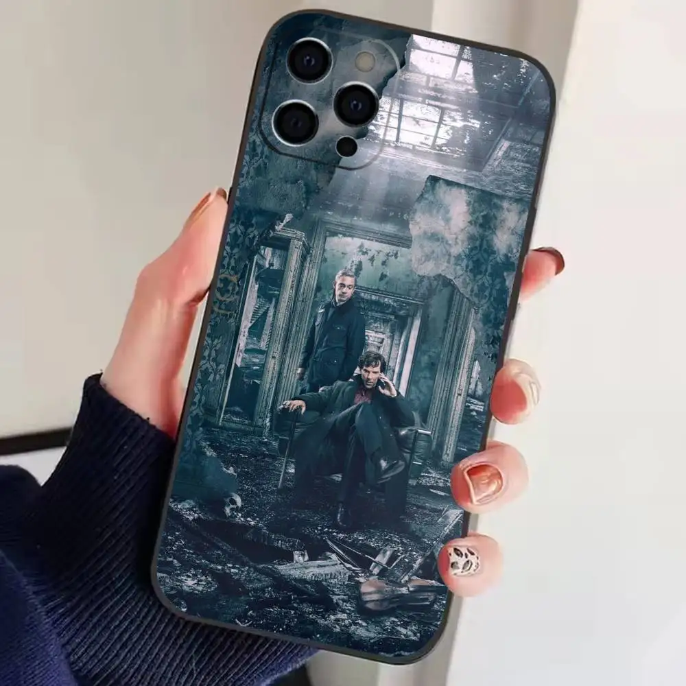 Фото Чехол для телефона S-Sherlock H-Holmes для iPhone 17, 16, 15, 14, 13, 12, 11 Plus, Pro, мягкий силиконовый, черный №4